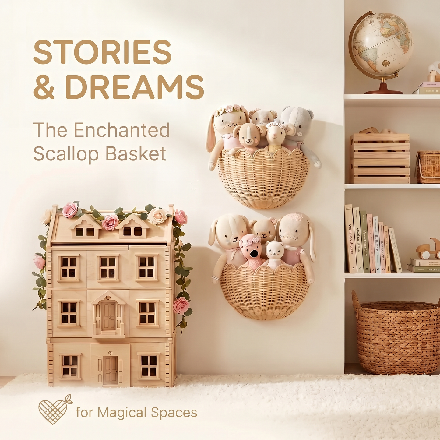 Nursery Wall Basket for Plush Toys