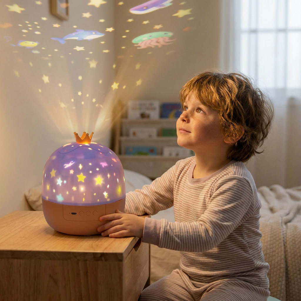 2-in-1 Calming Night Light for Kids with Projector