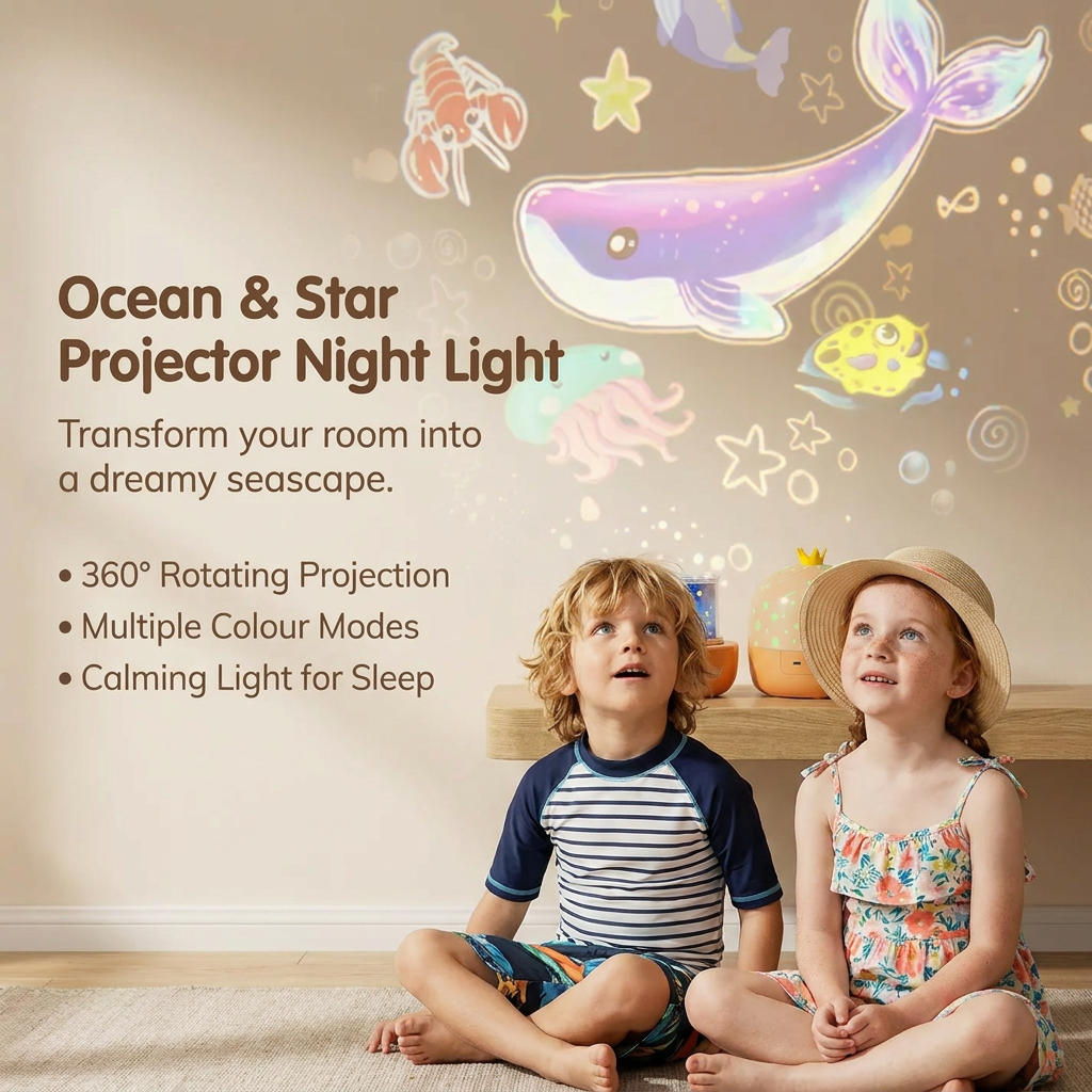 2-in-1 Calming Night Light for Kids with Projector