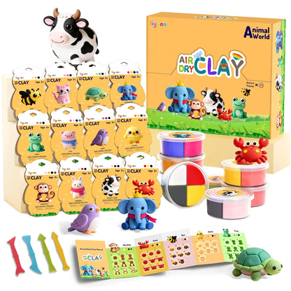 12-Colour Air Dry Clay Kit for Kids with Sculpting Tools