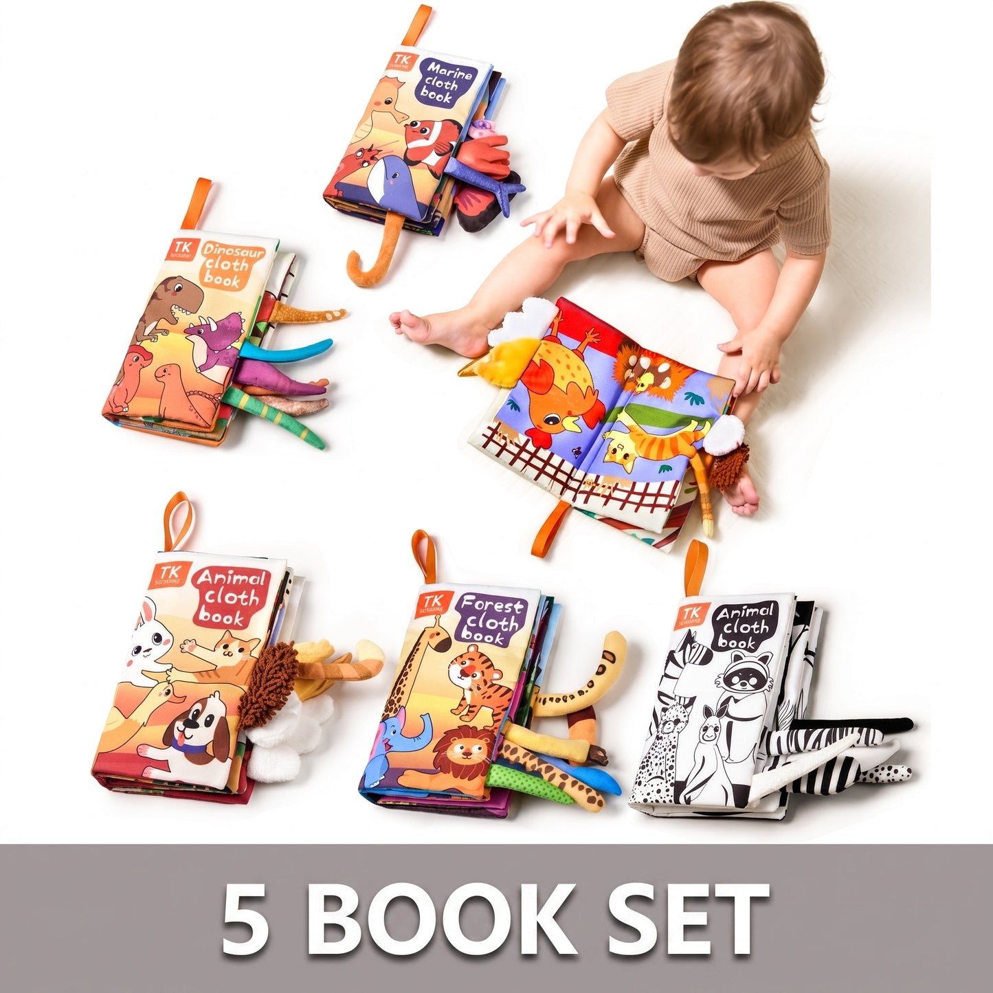 3D Animal Tails Sensory Cloth Book